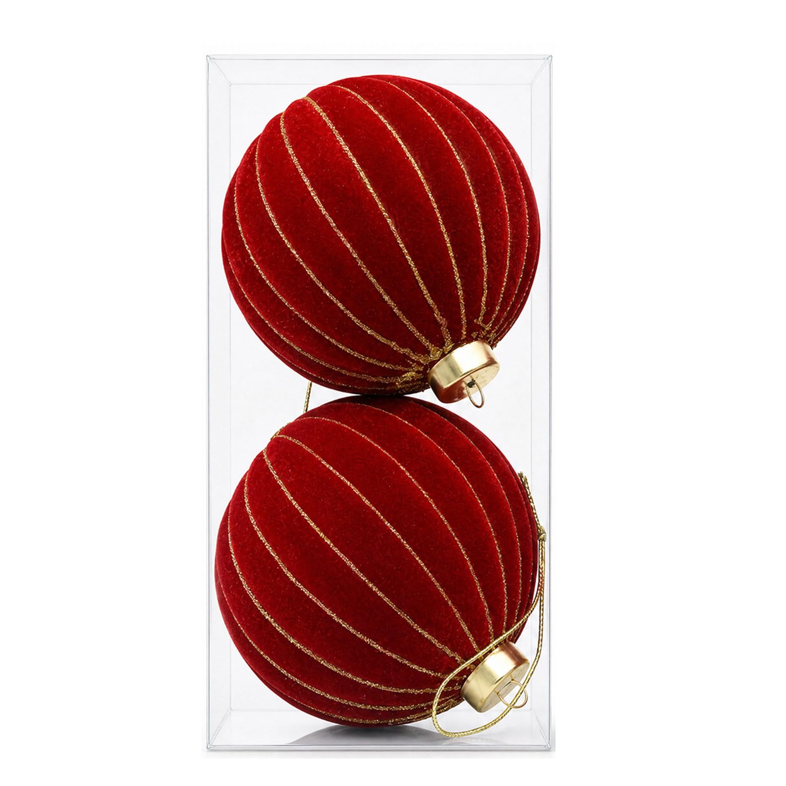 Whoasyst 2Pcs Glittering Velvety Christmas Ball Ornament Shatterproof Christmas Baubles for Tree Mantels Door Decoration Ball Decorations