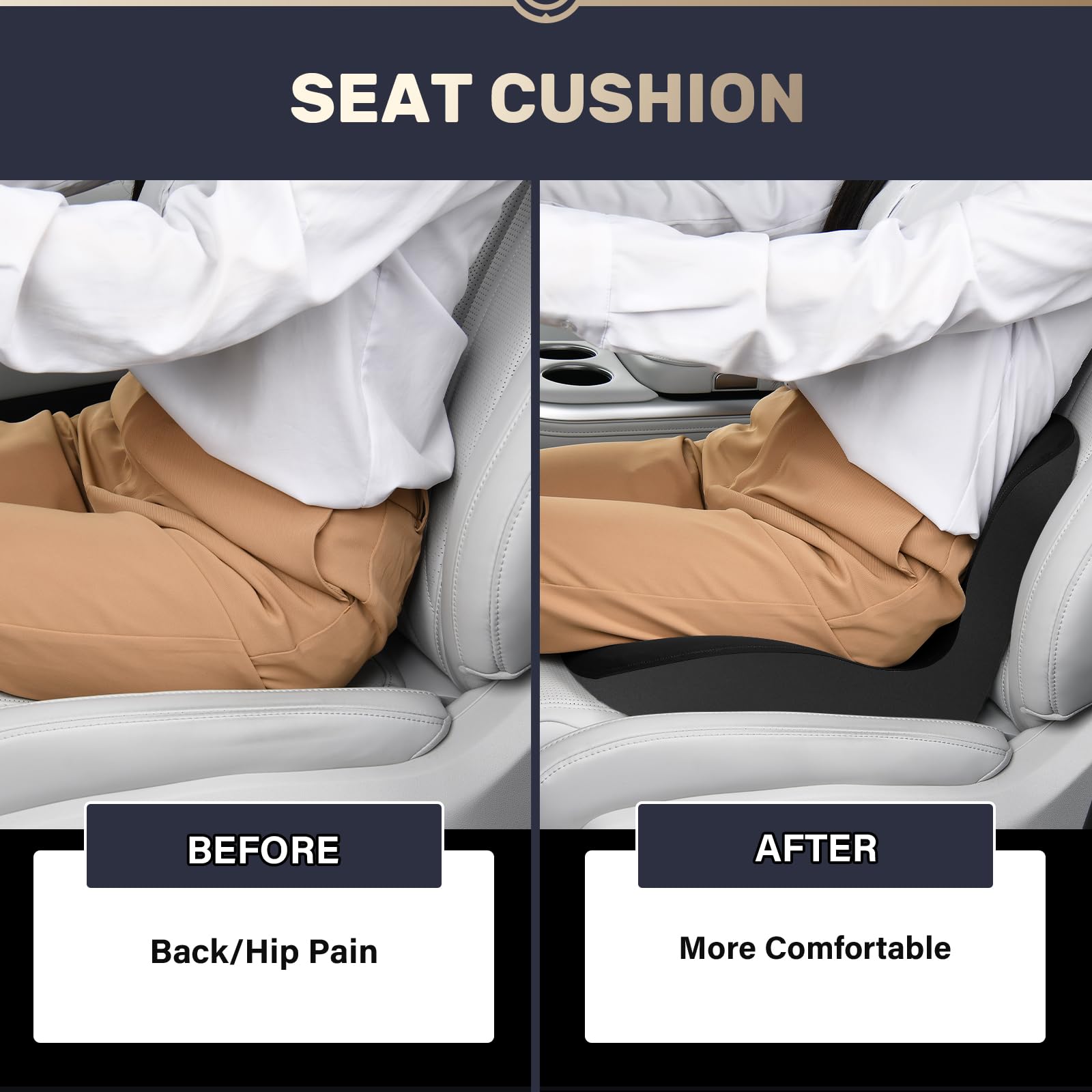 Coverado Cuscino Lombare e Cuscino di seduta Auto, Ergonomico Supporto Lombare per Auto in Memory Foam, Sedia da scrivania Cuscino di sostegno posteriore per la Casa, Ufficio