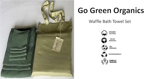 Miniatura 3 de Juego de toallas de baño de algodón orgánico, certificado GOTS (verde bosque) súper absorbente y de secado rápido, sin suavizantes, respetuoso con