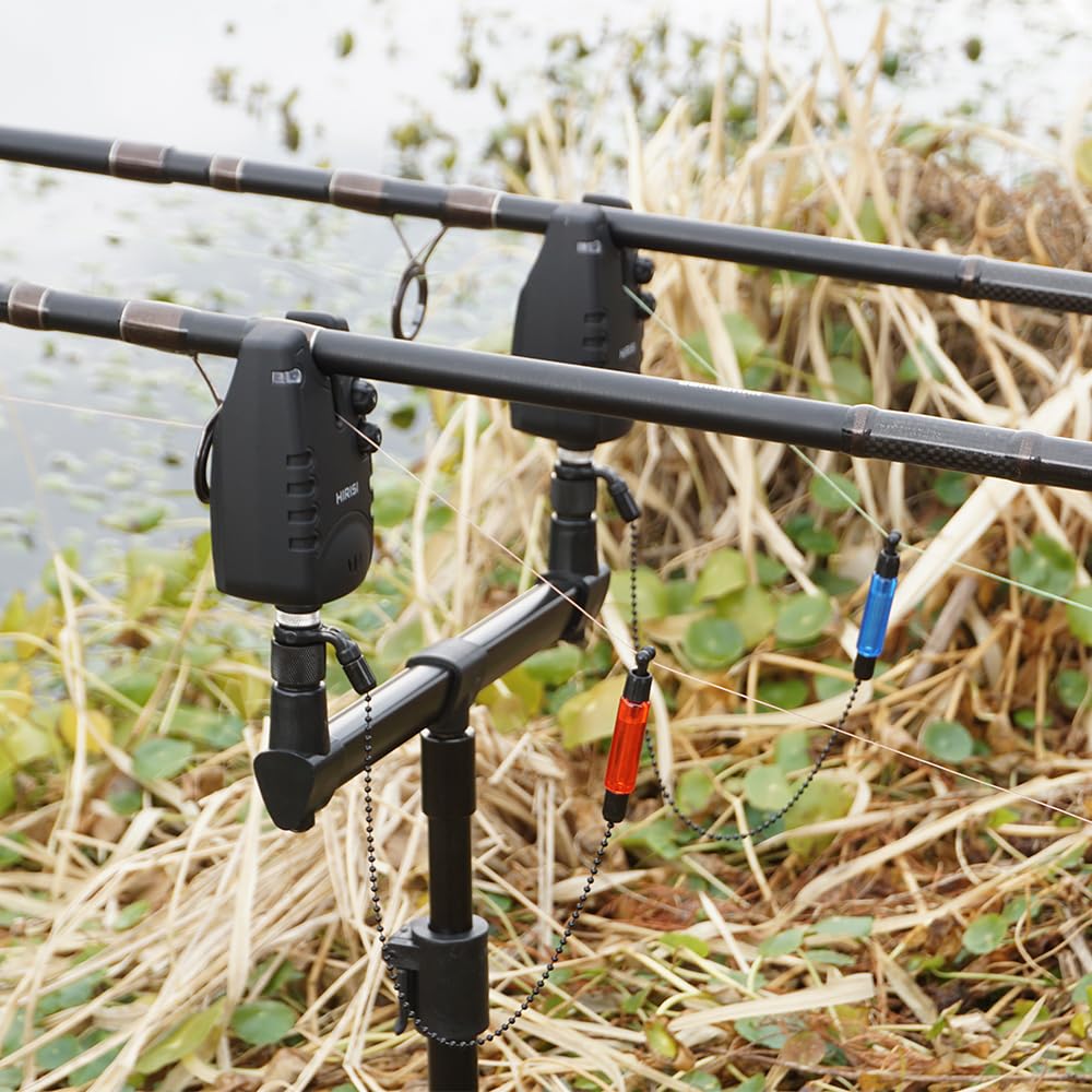 Hirisi Tackle Drahtloses Karpfenangeln Bissanzeiger Set 4+1Wasserdichtes Angelzubehör Bissanzeiger mit Funk (FBA-SQ--2)
