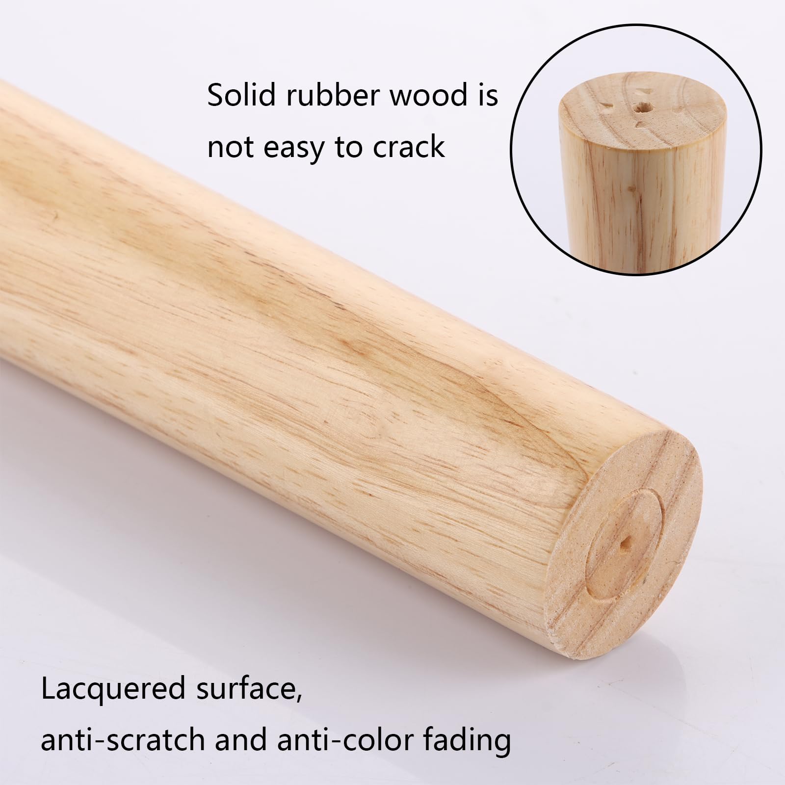 AKOLAFE 4 stuks meubelpoten, hout, 6 cm, bankpoten, kastpoten, eiken, robuuste, rond, montageplaten en schroeven, zware belasting, kastpoten voor bank, bed, kast