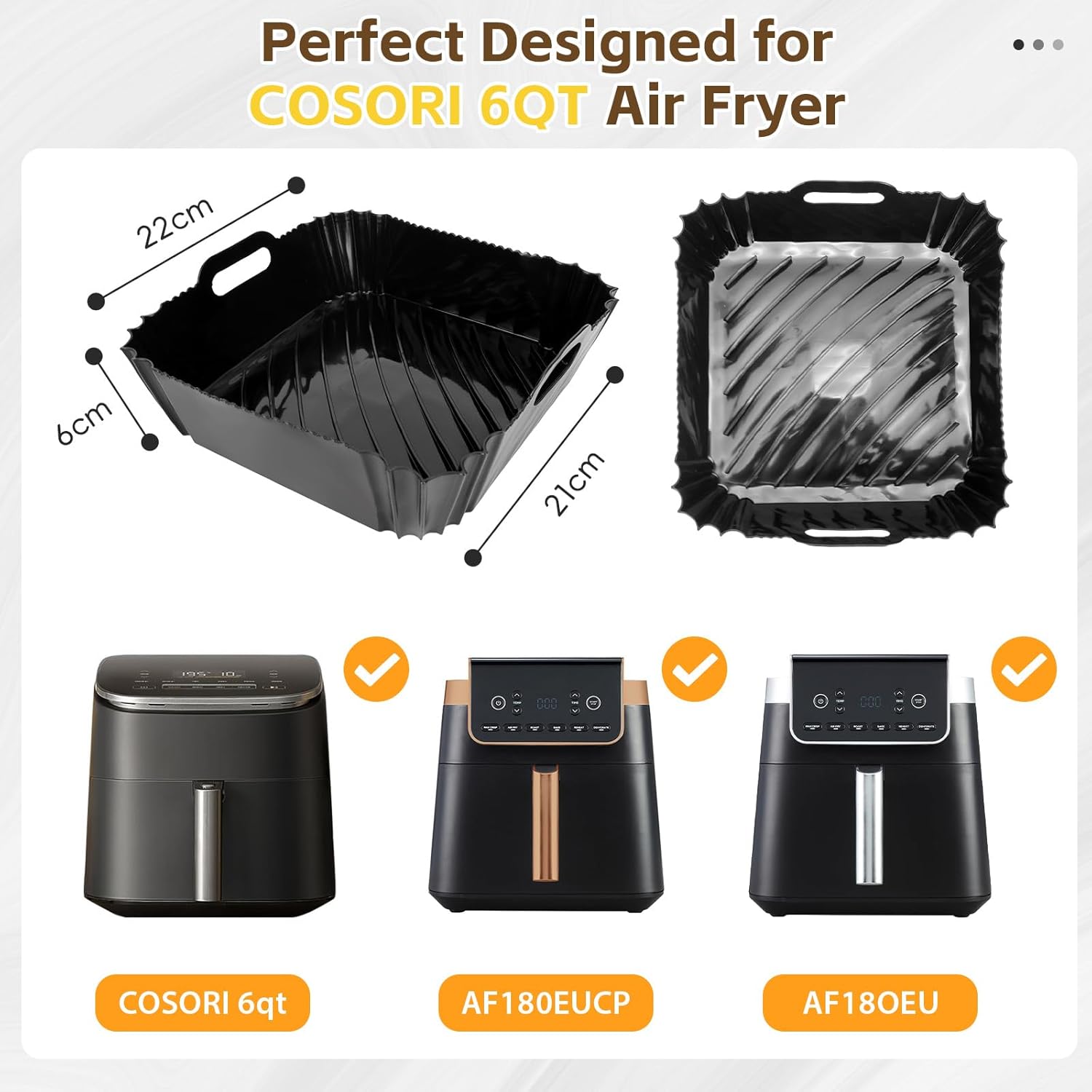 Silicone Air Fryer Liner Accessories for COSORI TurboBlaze 6Qt Air Fryer 9-in-1, Compact & Large 6-Qt, Fast Turbo Modes, Dishwasher Safe Airfryer Accessories Silicone Liners for CAF-DC601 - Image 2