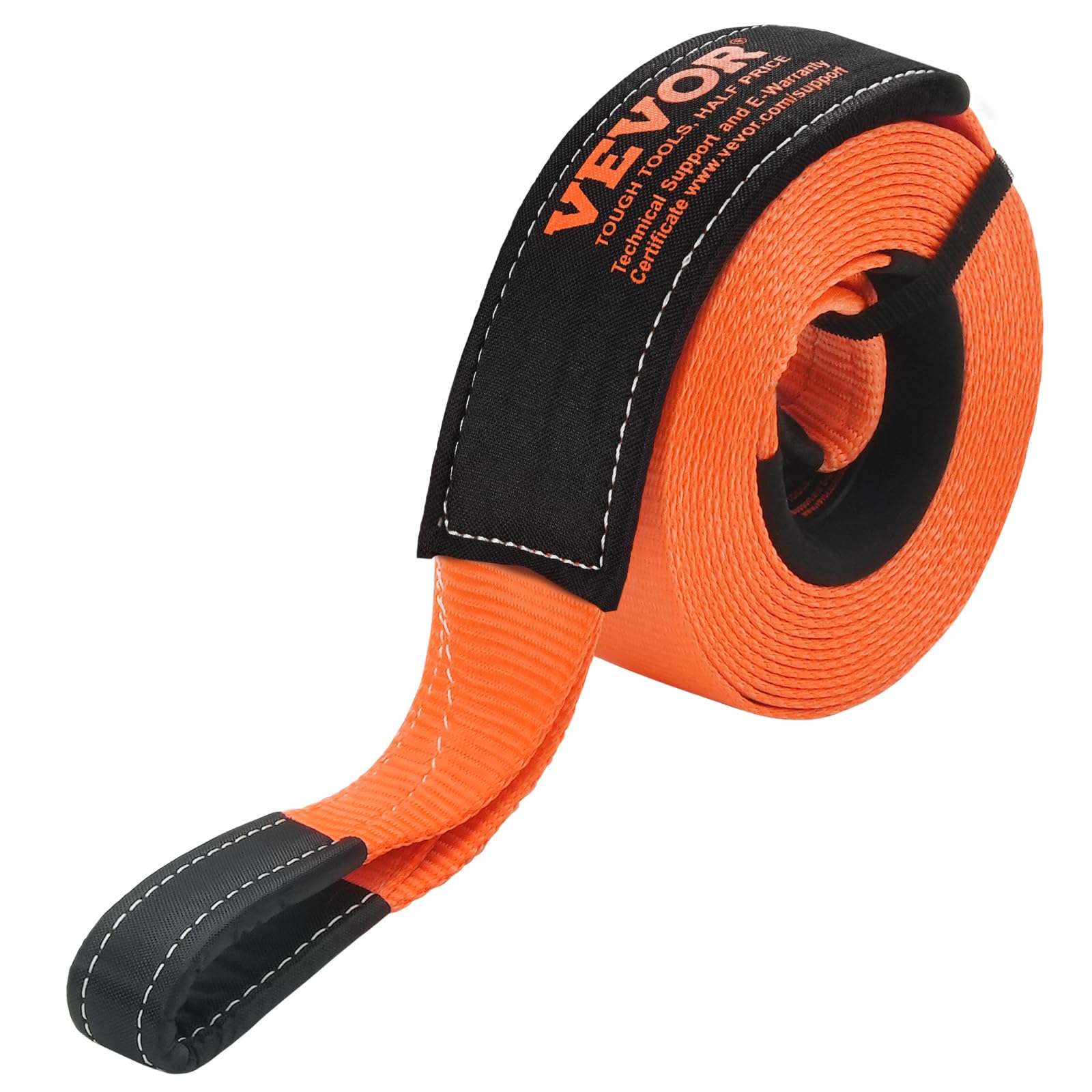 VEVOR Kit de Recuperación de Correas de Remolque, 76,2 mm x 9,1 m Capacidad de 16329 kg Correa de Cabrestante con Fundas Protectoras y Bolsa de Almacenamiento, Grilletes de Anilla en D para SUV, ATV