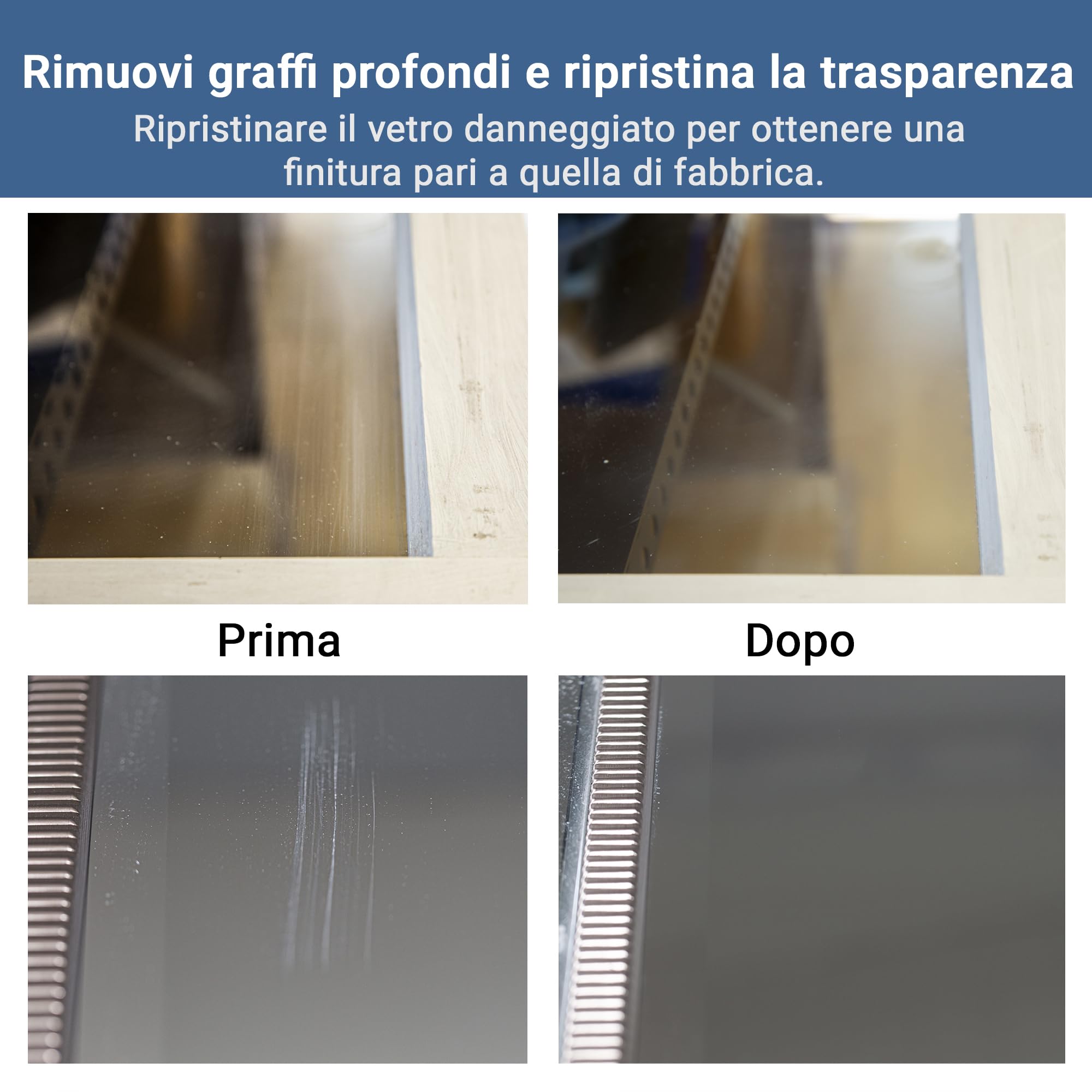 GLASS POLISH DIY Kit di Rimozione Graffi su Vetro 50 mm per Lucidatura Efficace con Trapano o Lucidatrice, Ripara Graffi Profondi, Elimina Danni Superficiali e Ripristina Chiarezza e Brillantezza