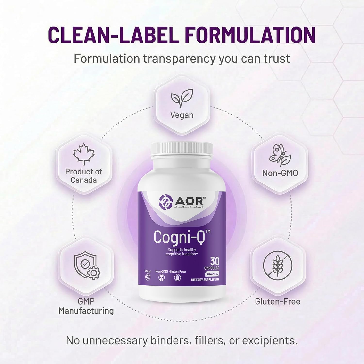 AOR Cogni-Q 30 Vegan Capsules, 30-Day Supply, PQQ & CoQ10 320mg