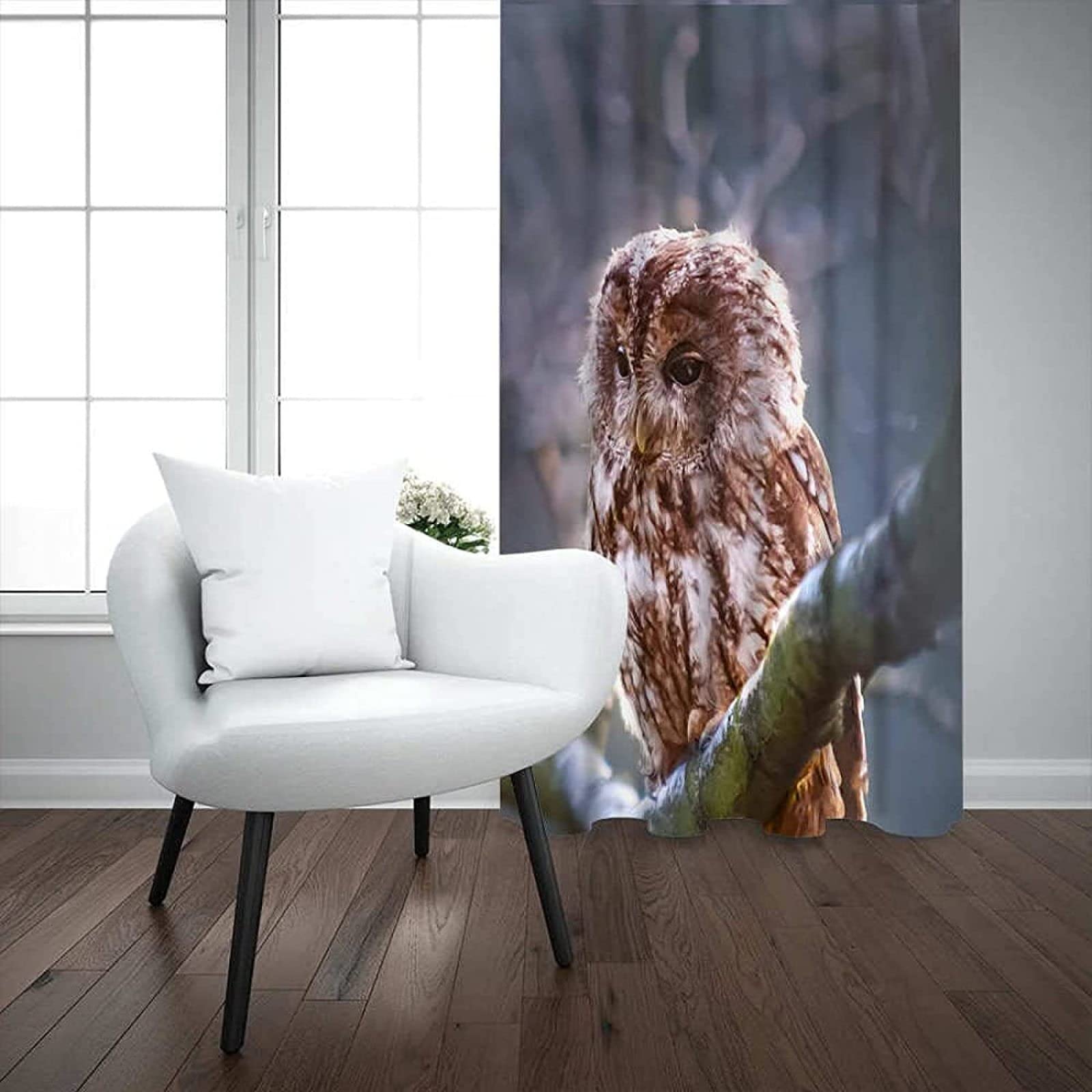 Tende Gufo Oscuranti per Interni per Camera da Letto con Occhielli, Tenda Termica Isolante Oscurante Animale Stampa in 3D Tende Bambini Adulti Moderne per Soggiorno 2 Pezzi 117x183 cm
