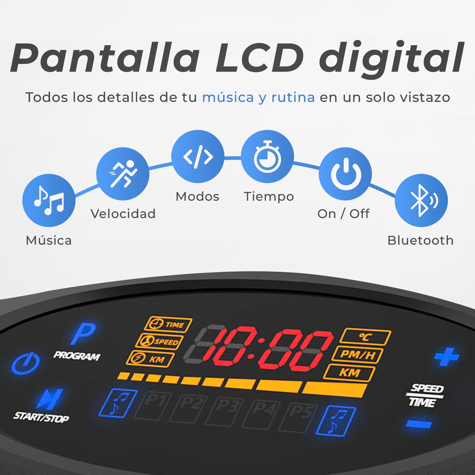 JUPPLIES Plataforma Vibratoria 200W - 5 Modos, 99 Velocidades, Bluetooth, Mando y 5 Bandas Elásticas - Plataforma Vibración Muscular para Adelgazar y Tonificar