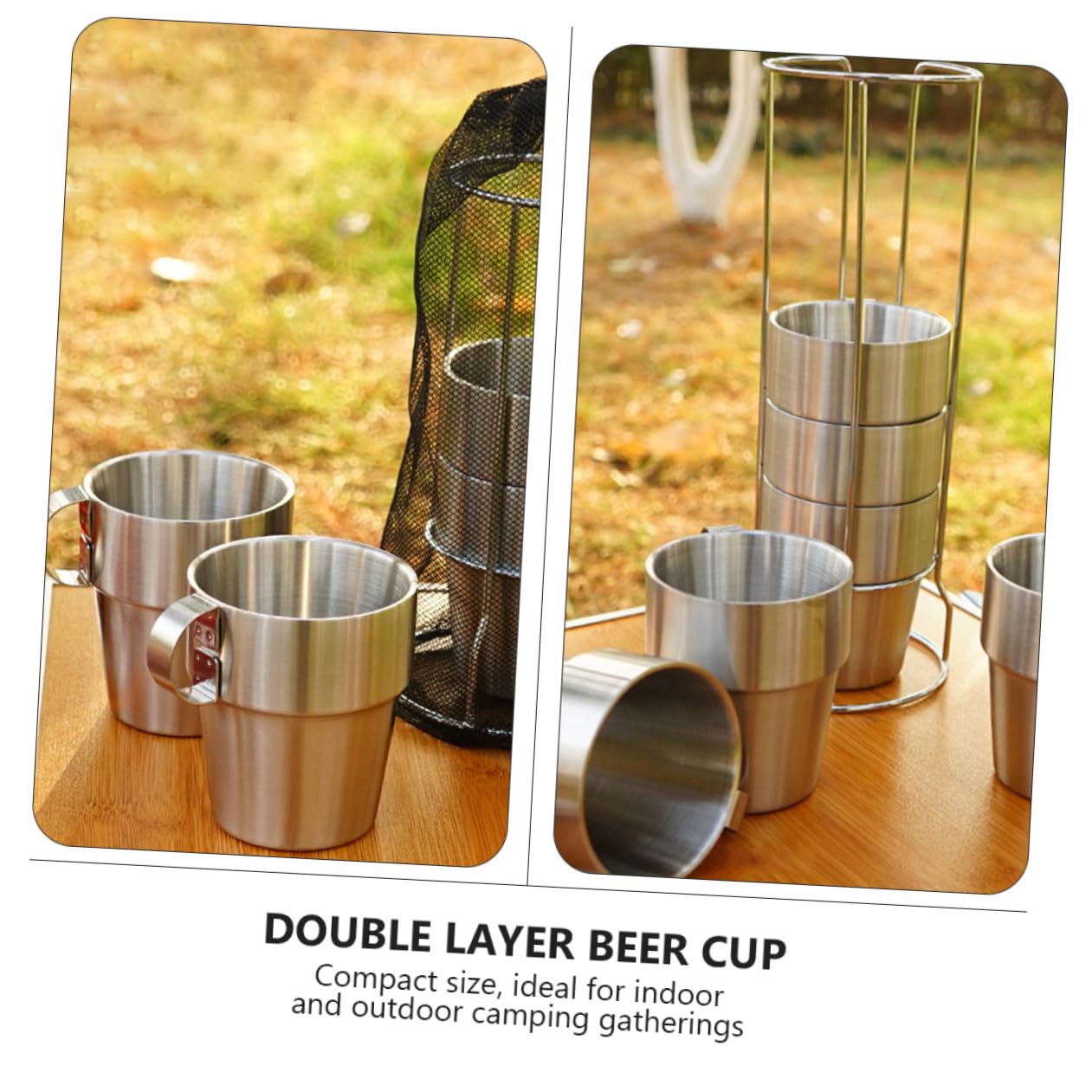 iplusmile Conjunto de 4 Tazas Térmicas de Acero Inoxidable Doble Capa, Anti-escaldad y Fáciles de Limpiar, Ideales para Picnic y Uso al Aire Libre