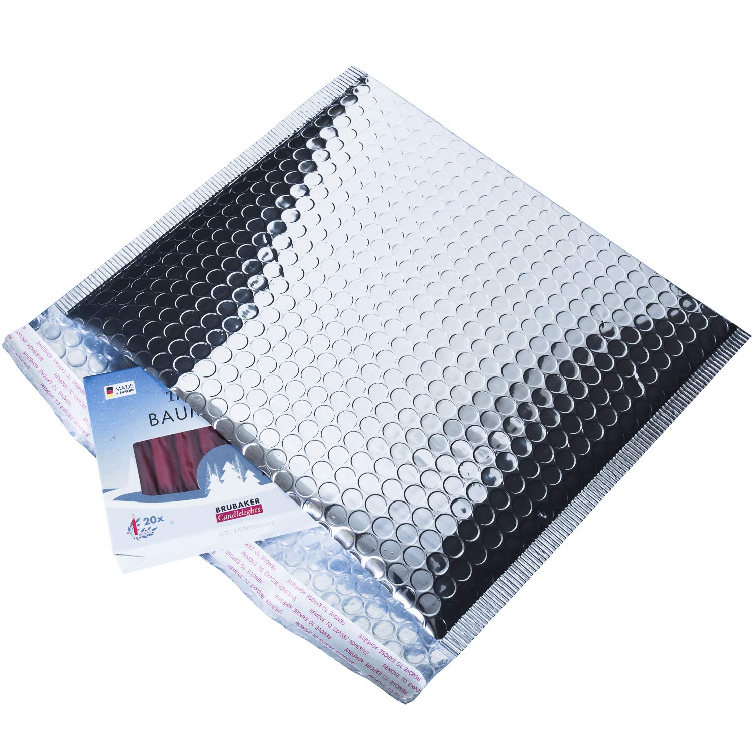 100 Pack BRUBAKER Thermal Insulated Bubble Mailers 11 x 9.8 Padded Cool Shields - Peel and Seal - Metallic foil