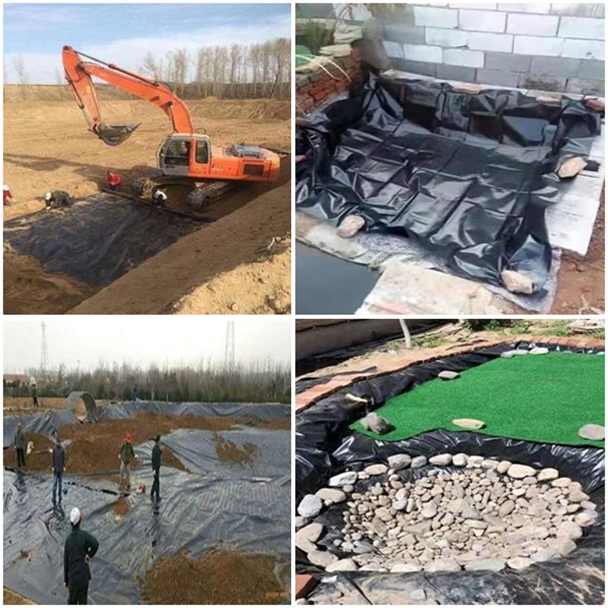 Telo geotessile robusto e flessibile per laghetto da giardino, piscina, fiume, pendio e fontana, 10 x 9 m, nero, 1 x 1 m