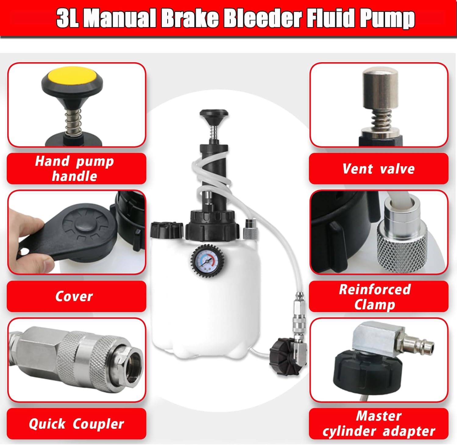 altivox 3L Brake Bleeder Pump Kit Brake Bleeder Kit Brake Fluid Bleeder Kit One Man Professional Vacuum Brake Bleeder Kit Suitable for Most European Car Models