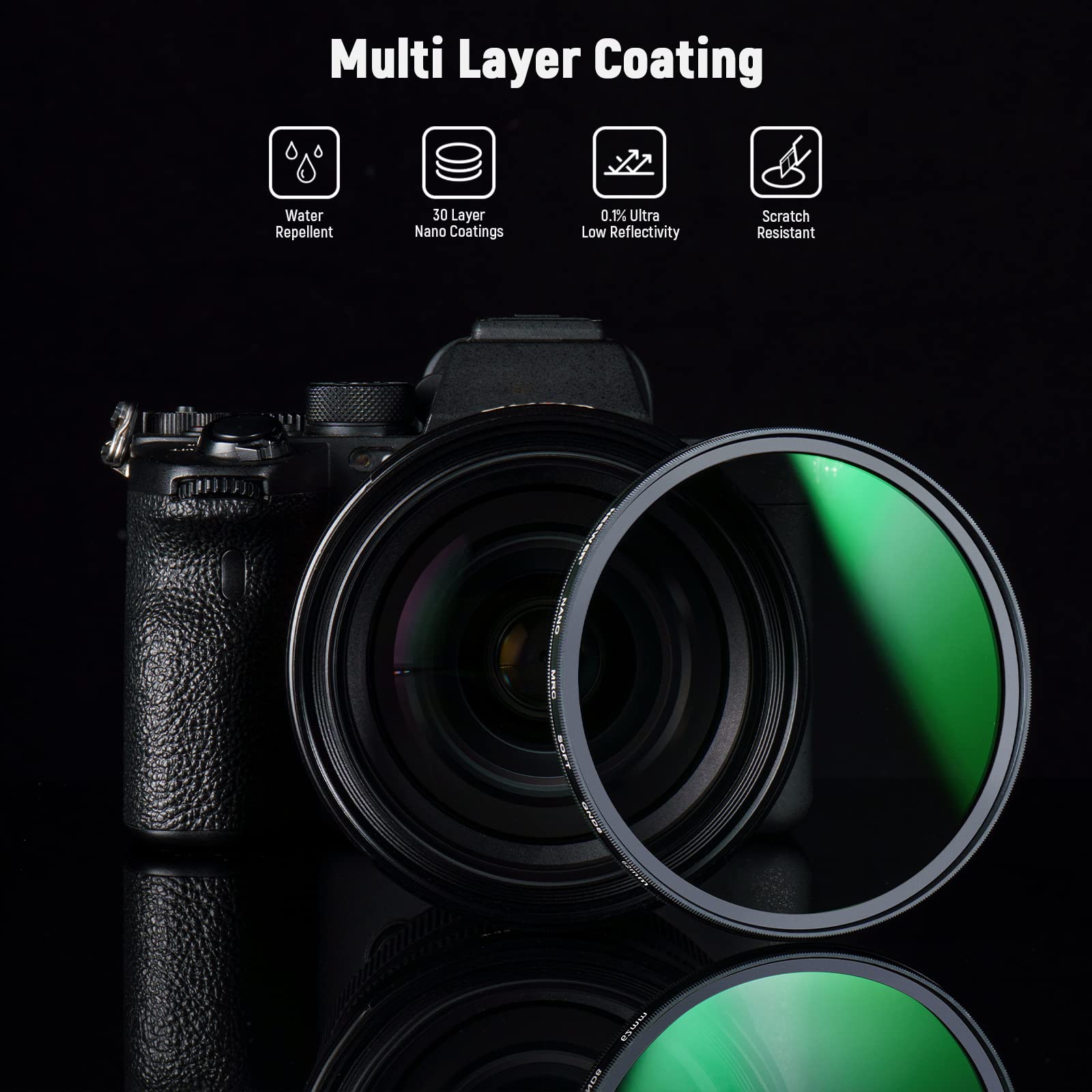 NEEWER 62mm HD Soft GND8 Verlaufsfilter, 3 Blendenstufen (0,9) weicher Grauverlaufsfilter mit 30 lagiger Nanobeschichtung/wasserabweisend/Kratzfest/Antireflexion für ausgewogenen Lichtanteil