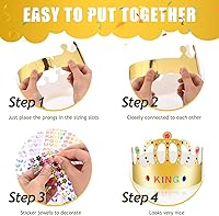 Vista 8 de Coronas de papel doradas, coronas de rey de cumpleaños de bricolaje para decorar, coronas de papel de príncipe y princesa para la clase escolar