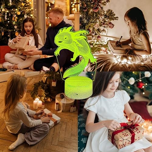 Miniatura 4 de Brigifits - Luz nocturna de ajolote para niños, decoración de habitación de niños y niñas que cambia de color, como regalo de cumpleaños, Navidad