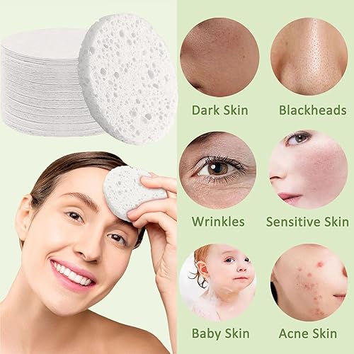 Miniatura 4 de 300 esponjas faciales comprimidas para limpieza de celulosa natural, esponja cosmética de spa para limpieza facial, maquillaje exfoliante o