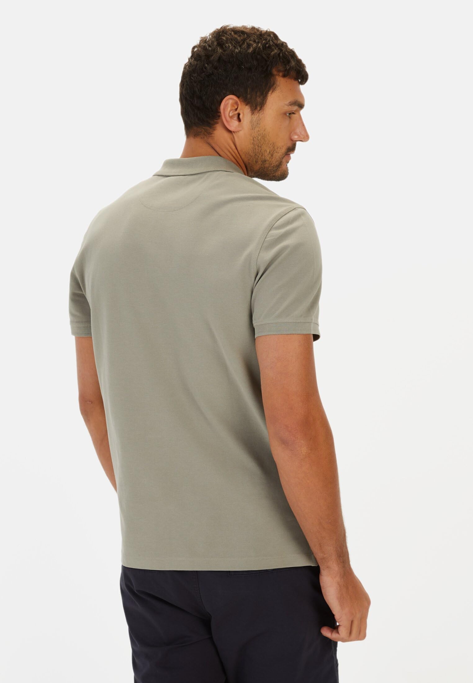 camel active Męska koszulka polo z rękawami do łokci z czystej bawełny, khaki, XXL