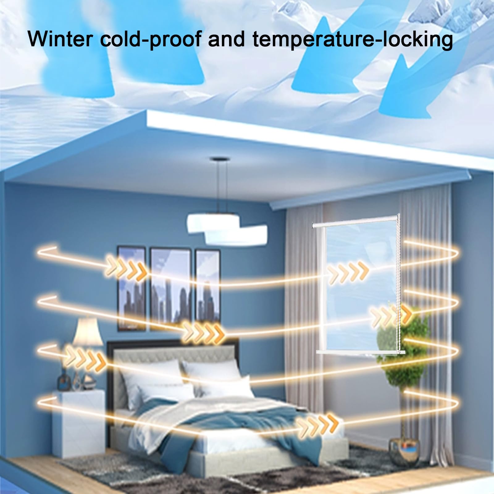 Tenda a rullo in PVC trasparente per esterni, protezione UV, antivento, copertura manuale per finestra per cucina e bagno (larghezza 155 x altezza 260 cm)