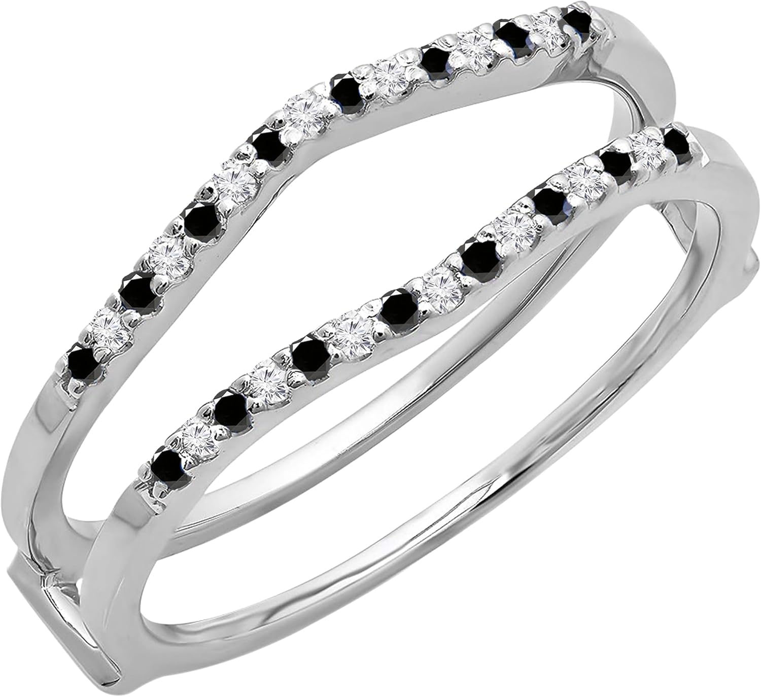 Dazzlingrock Collection Round Alternate Black & White Diamond Wedding Enhancer Guard Ring for Women in 10K Solid Gold