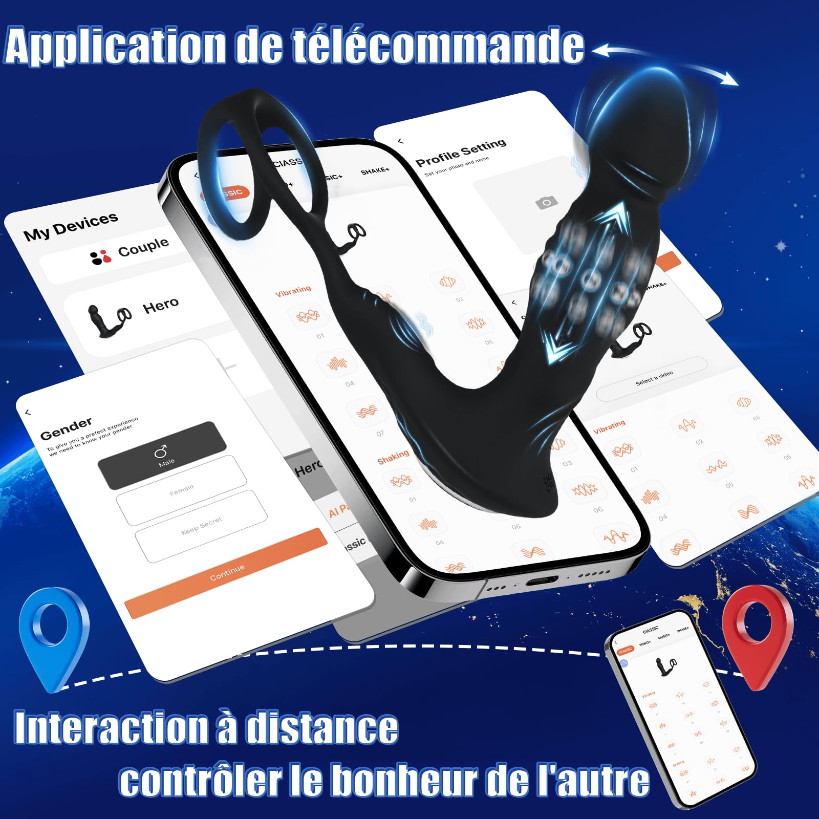Masseurs de Prostate Vibrant Anal Plug Vibrator Gode Homme pour Anus | Double Anneau Masseur Prostate de Queue en Silicone avec 9 Modes de Vibration Jouets Sexuels Anaux Vibromasseur Anal Sex Toýs