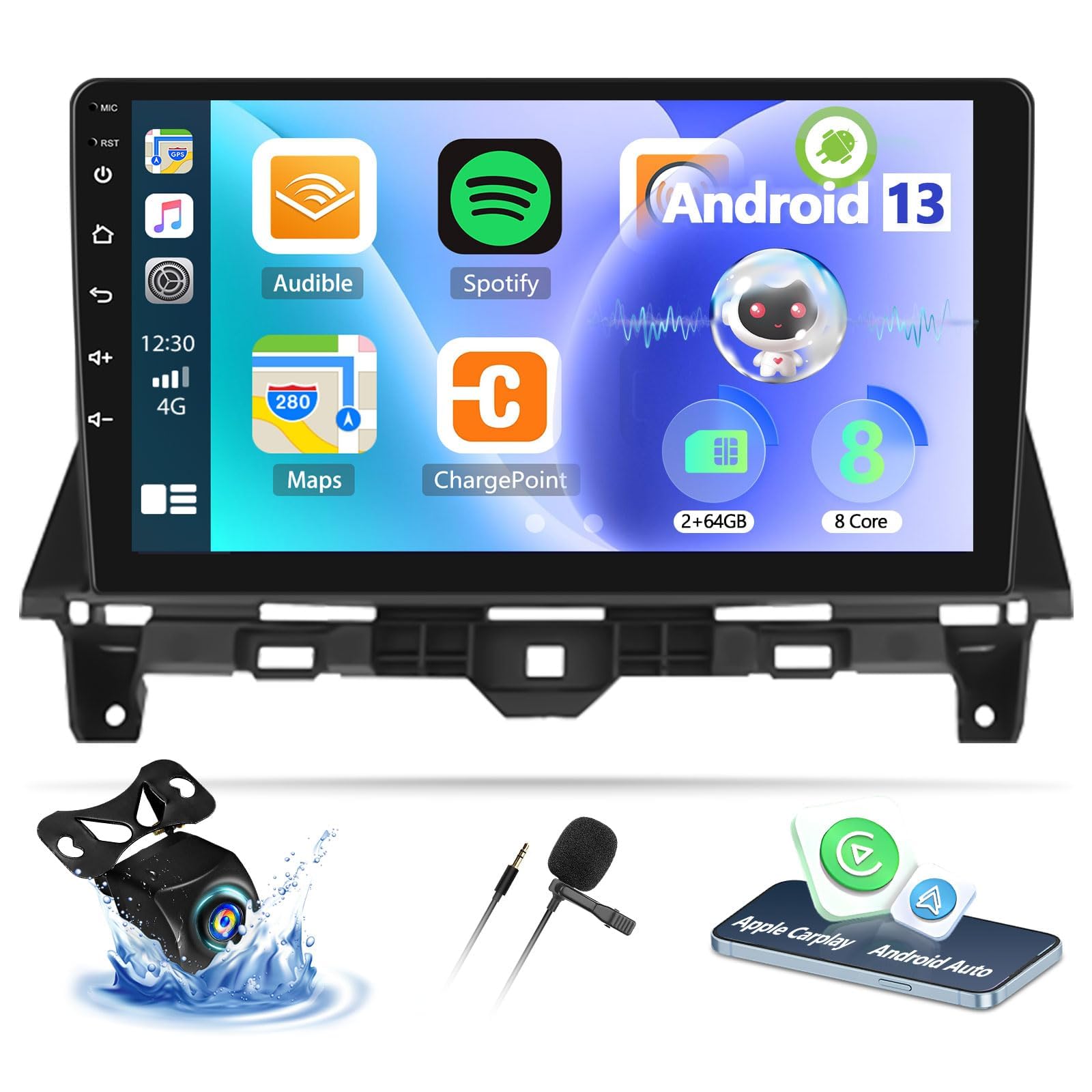 Autoradio Android 13 Pour Renault Clio 3 (2005-2014) - Écran Tactile 9 Pouces, 6Go RAM, 128Go, CarPlay/Android Auto Sans Fil, GPS, Caméra De Recul