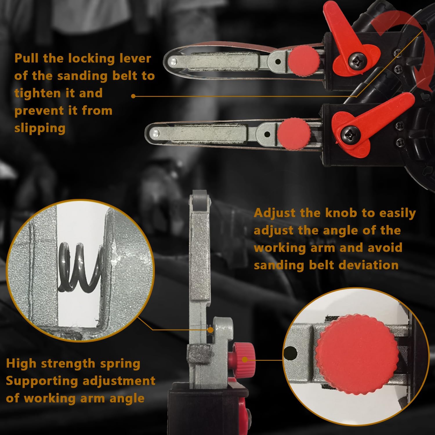 Belt Sander Attachments for Angle Grinder, Detailing File Sander adapter, US 5/8-11 Thread, Suitable for Welding Points Grinding,Woodworking and Metal Rust Removal (25pcs Sanding Belts)