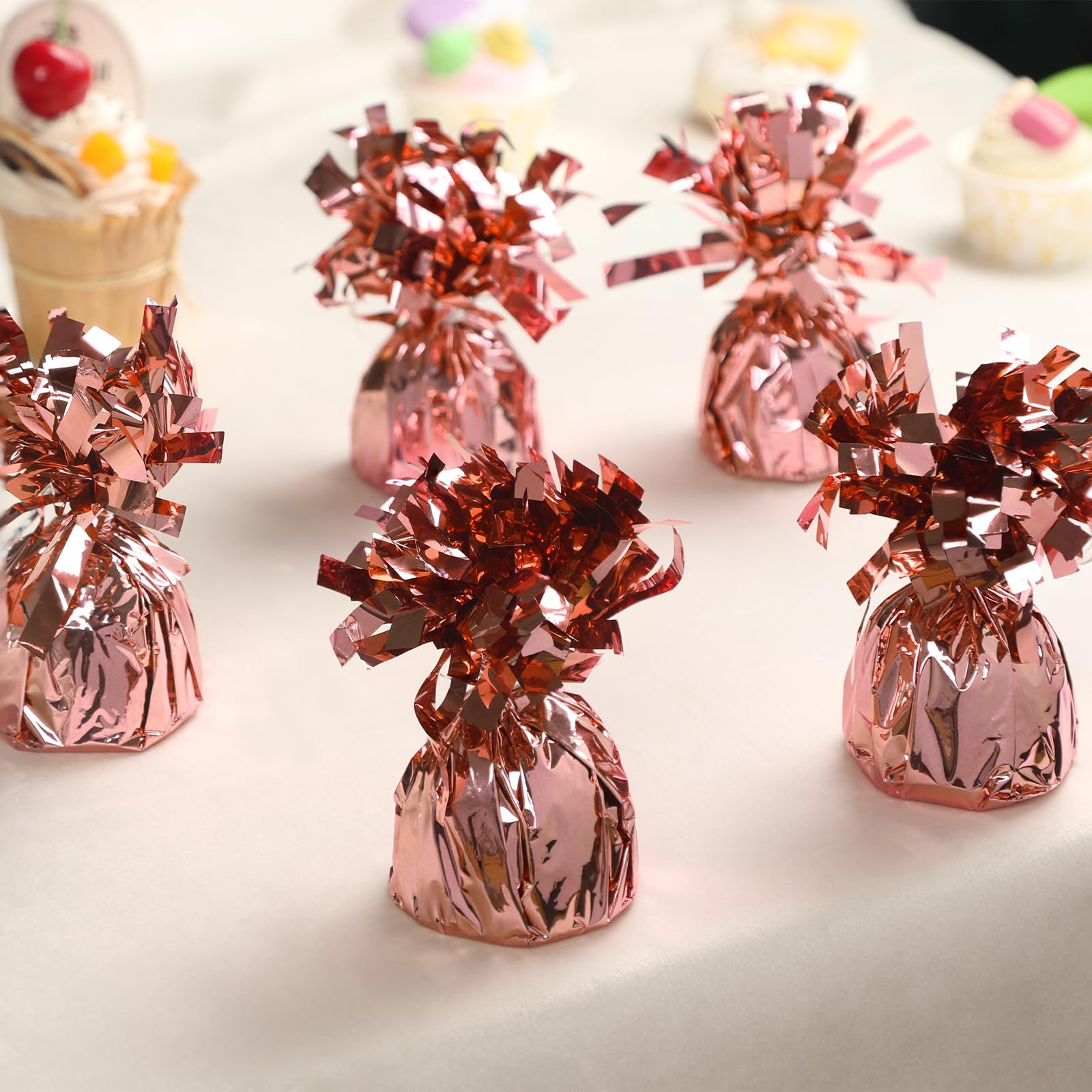 12Pcs Rose Gold Balloon Weights - 5oz Heavy Solid Balloon Holders For Party Decor