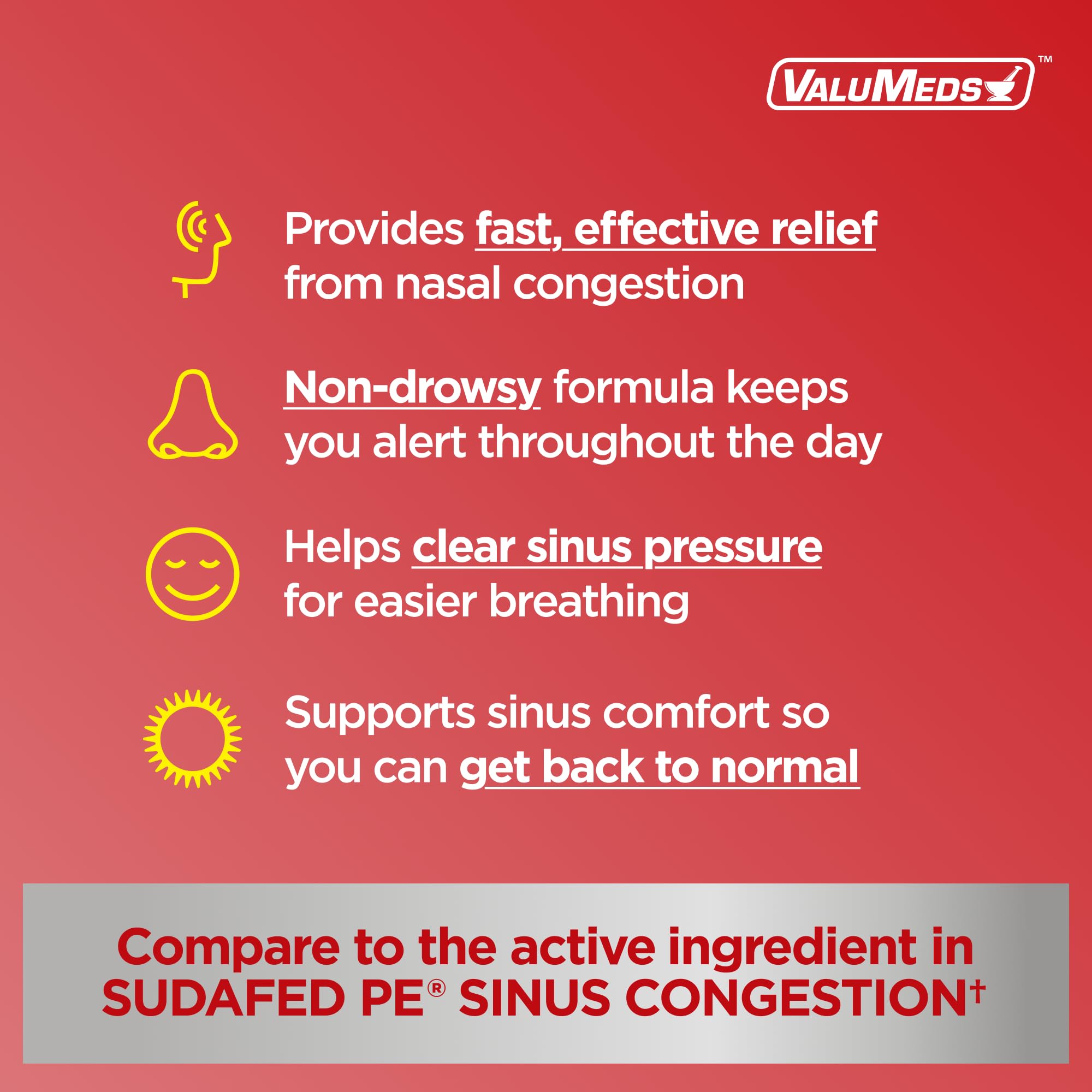 ValuMeds Nasal Decongestant PE Non-Drowsy for Adults | 300 Tablets — Amazon image 3