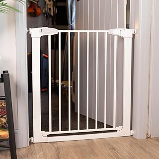 BABYGO® Baby Safety Stair Gate | Pressure Fit, Adjustable 76-83cm | Easy Open for Adults | Child, Toddler, Kids Proof | No Drilling for Doors and Stairgates (White, One Size)