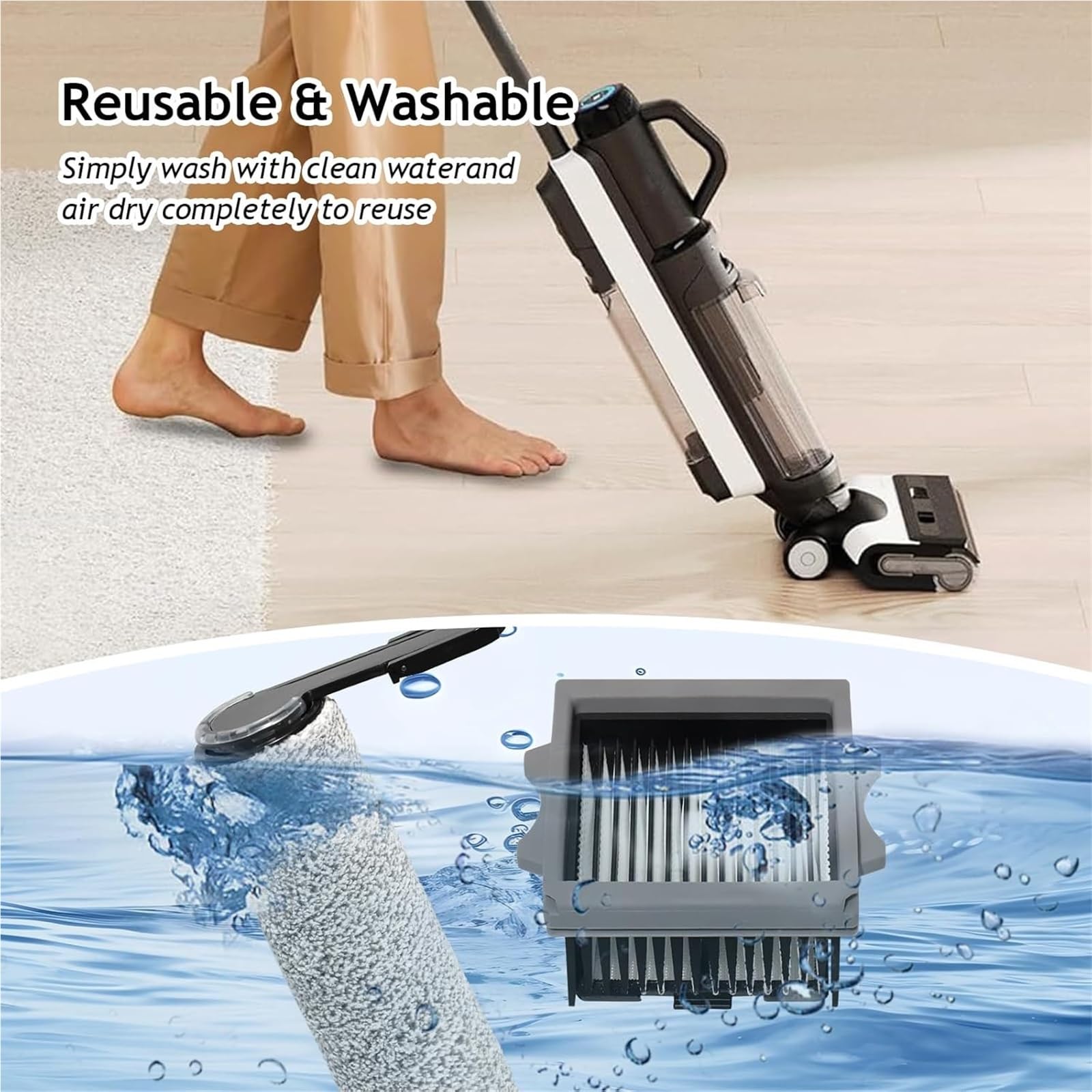Compatibile con Tineco Floor One Switch S6/Stretch S6/S7 Stretch Aspirapolvere Ultra Wet Dry Spazzola a rullo consumabile Accessori filtro HEPA