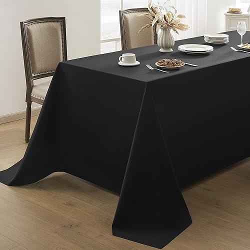 Aocoz Mantel negro rectangular de 90 x 156 pulgadas, resistente a las manchas, lavable, mantel decorativo para mesa de comedor, fiestas, bodas