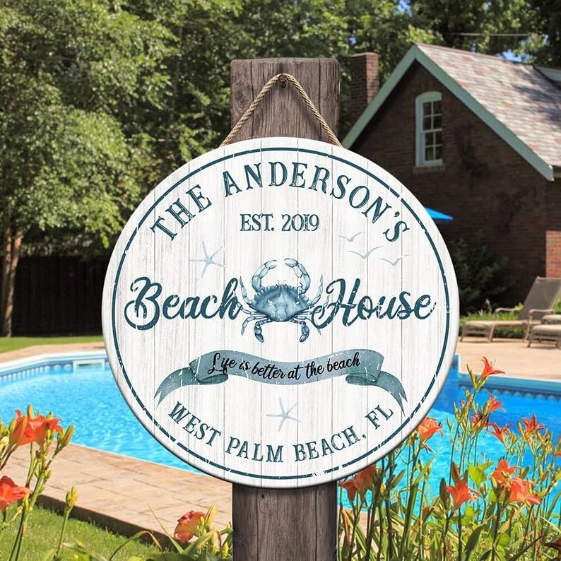 Personalized Beach House Sign - Custom Rustic Wood Decor