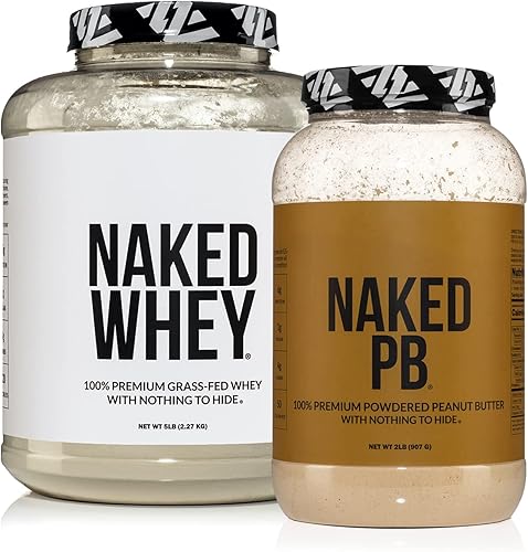 NAKED Paquete de proteínas sin soja suero de leche sin sabor de 5LB y 2LB PB