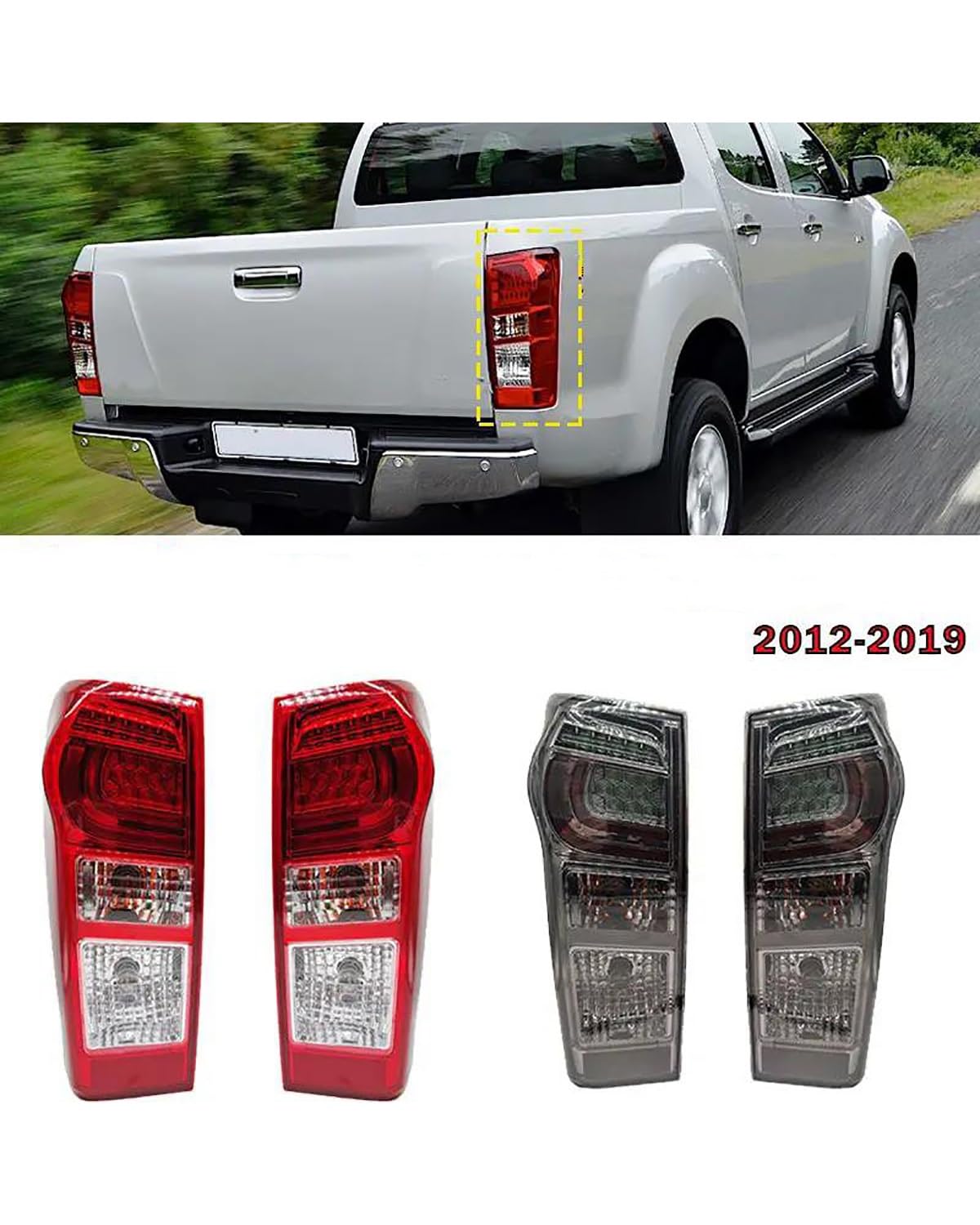 Fanale Posteriore per Isuzu per DMax 2012-2019 con Cablaggio Lampadine Gruppo Fanale Posteriore A LED per Auto Blocchi Fari Posteriori Auto(Red-Left)