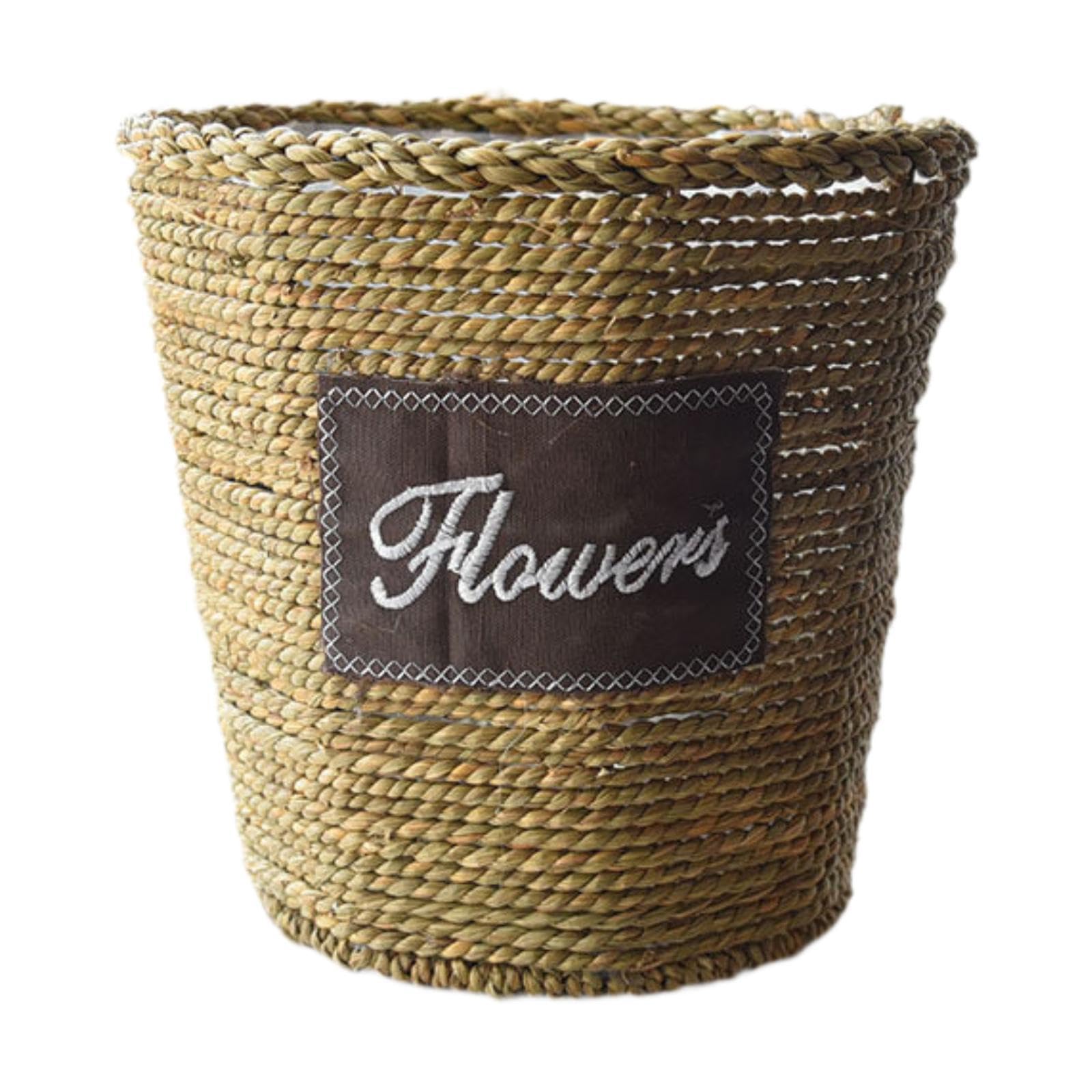UJEAVETTE Straw Weaving Planter Basket Rustic Container for Living Room Hallways Party Inverted Cone-image-10