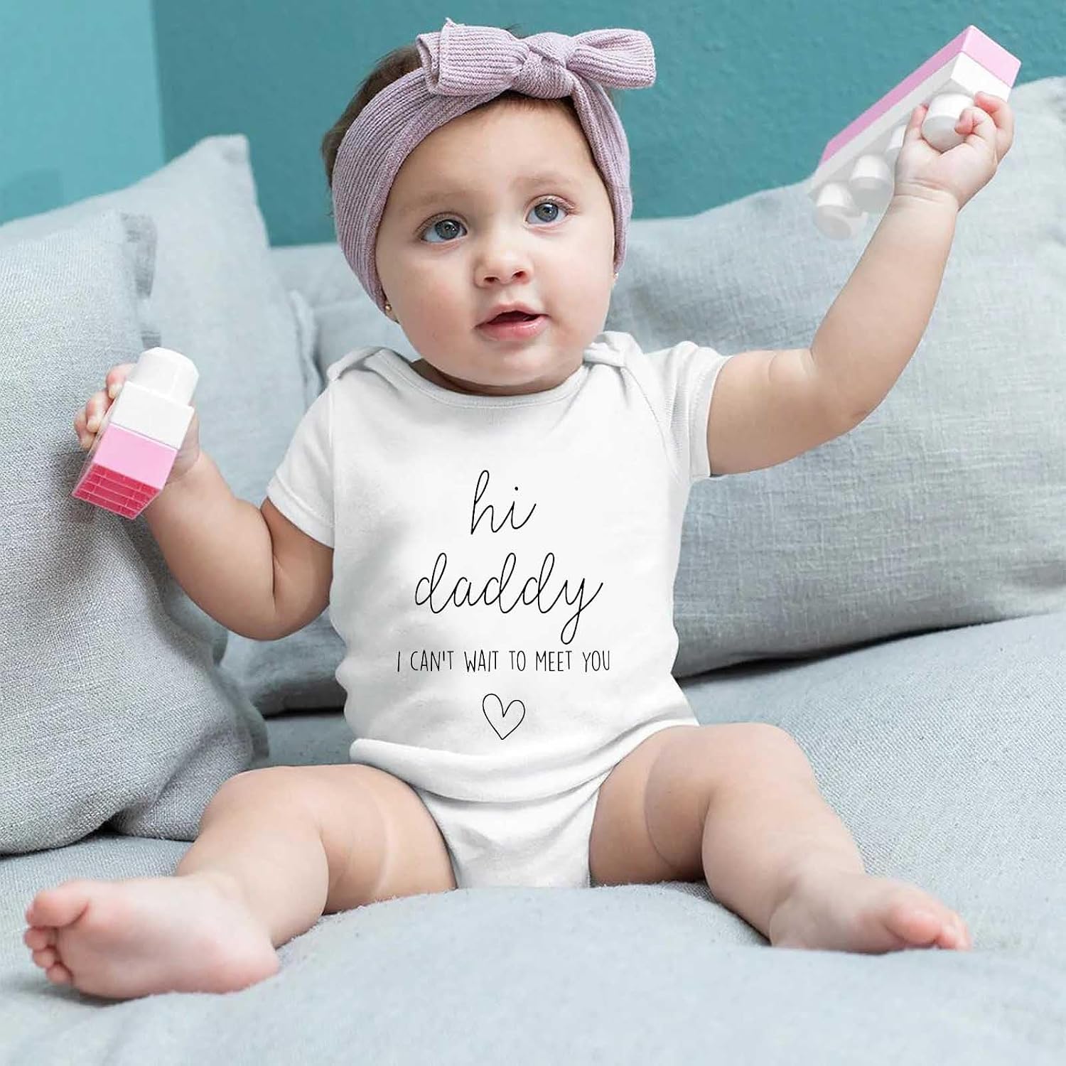 Hi Daddy Bodysuit for Baby Hello Daddy Pregnancy Announcement for Husband I Love Daddys Baby Romper