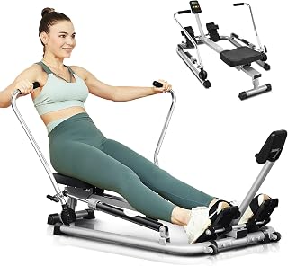 ANCHEER Rowing Machine for Home, Rowing Machine Foldable with 12 Resistance Levels & LCD Monitor, Hydraulic Resistance Rowing Arms Space-Saving Foldable Up to 120 kg Load Capacity