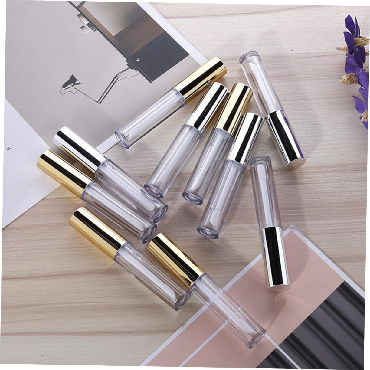 40stücke Leere Lipglosstube für Lipgloss Lippenöl und Lippenfarbe Wiederverwendbar und Kompakt für Unterwegs und Reisen mit Auslaufschutz für Einfaches Umfüllen