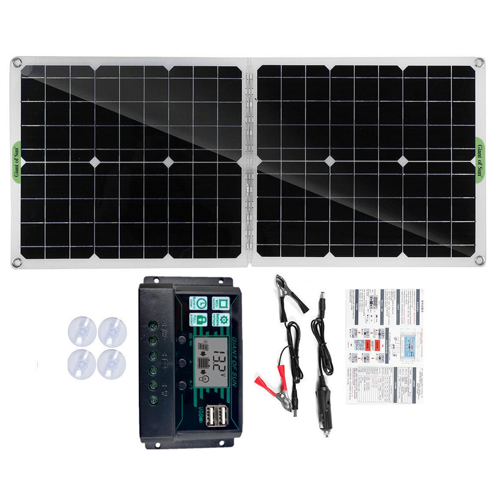 Panneau Solaire Pliable Monocristallin 50W, pour Voiture, Camping-Cars, Bateau, Toit, Panneau Photovoltaïque de Voyage de Camping Portable, avec Contrôleur 100A