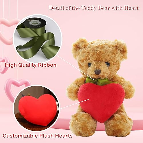Miniatura 3 de Oso de peluche personalizado con foto y texto personalizado en corazón rojo, oso de peluche con corazón rojo como regalo Im Sorry para ella o él en