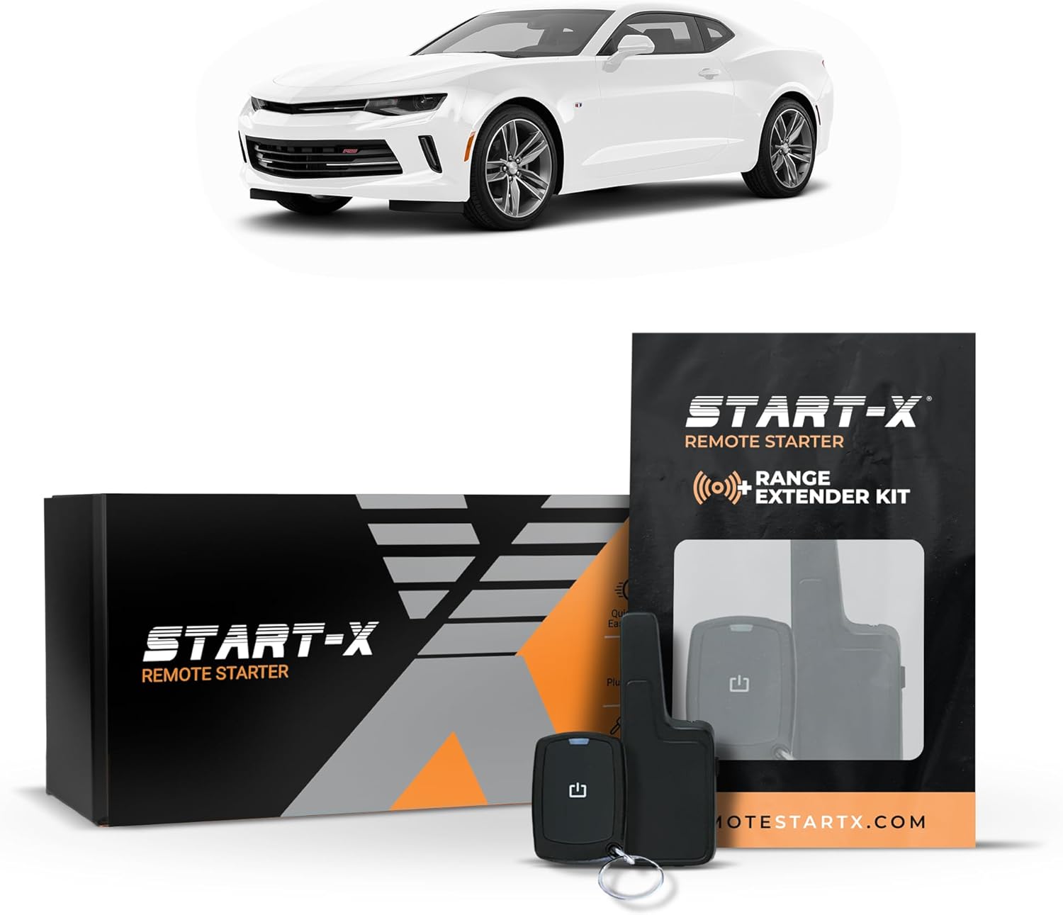 Start-X Remote Starter Kit + 2000ft 1 Way Range Extender for Chevy Camaro (2016, 2017, 2018, 2019, 2020, 2021, 2022, 2023, 2024) Vehicles with Push-to-Start Ignition