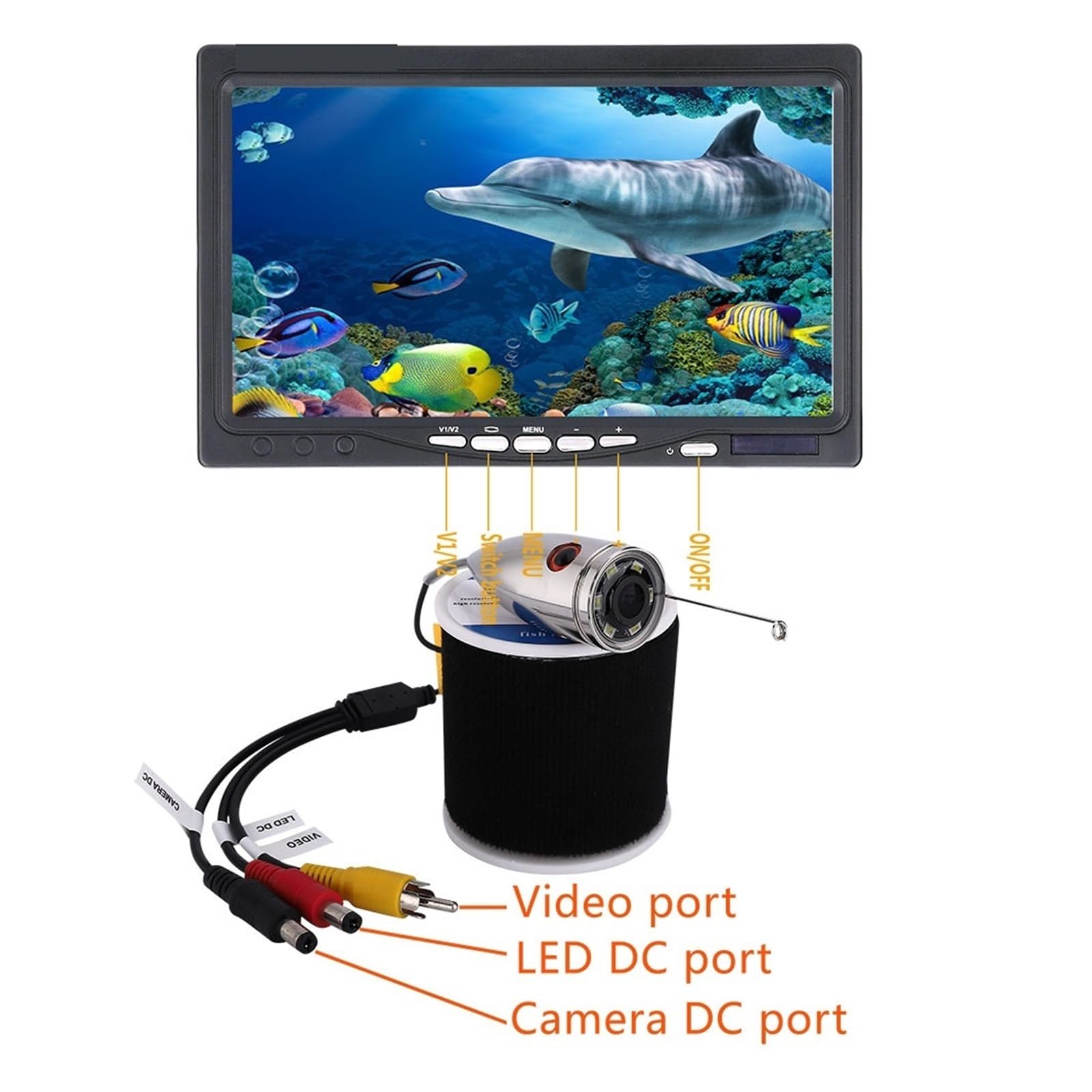 Kamera wędkarska, Wykrywacz ryb Zestaw kamery wideo do wędkowania podwodnego 6 szt. Diody LED z 7-calowym kolorowym monitorem łowienia pod lodem(IR LED 30M Cable)