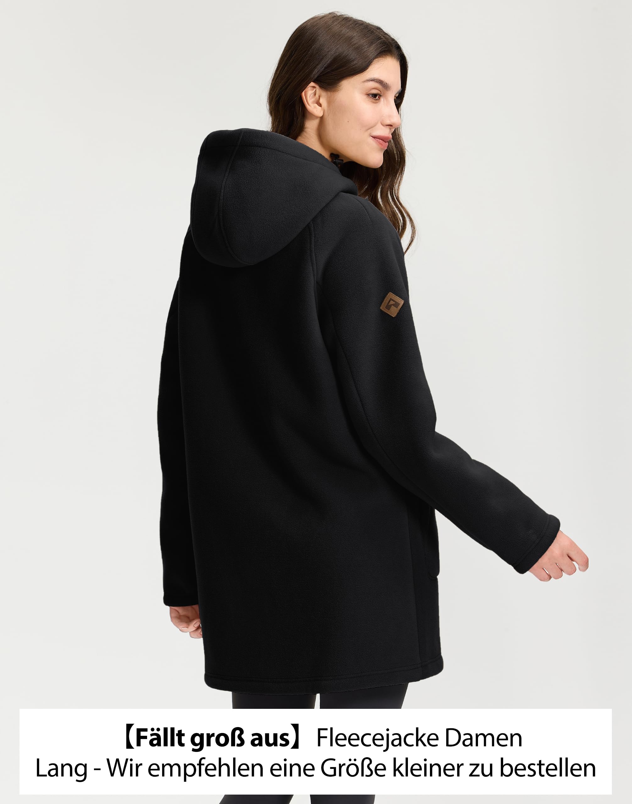 Pioneer Camp Fleecejacke Damen Lang Gefütterte Jacke Dicke Warme 400g Hoodie Jacke Full-Zip Kapuzenpullover Mantel mit Kapuze Antistatische Mäntel Herbst Winterjacke (Fällt groß aus)