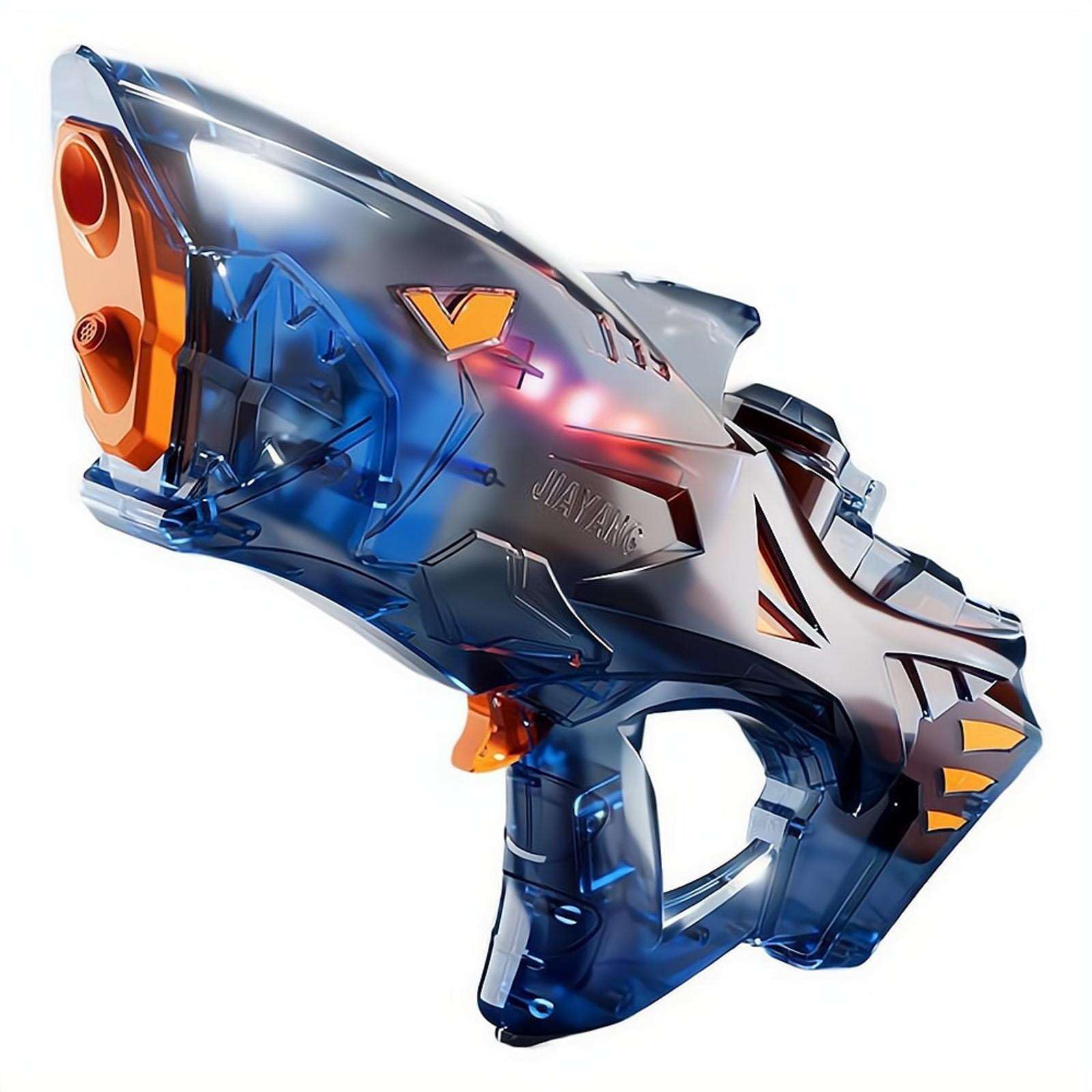 Electric Water Gun, Automatic Shark Water Toy with 600ml Tank, 10m Spray Range, Rechargeable for Pool Beach Battles (Blue)
