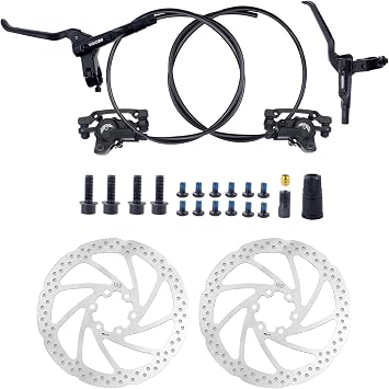 WEEROCK Hydraulic Brake Set Bike Disc Brakes Kit with Left Front 800mm Right Rear 1550 mm 160mm Rotors Aluminum Alloy Hydraulic Brake Fit for Mountain Bike, MTB