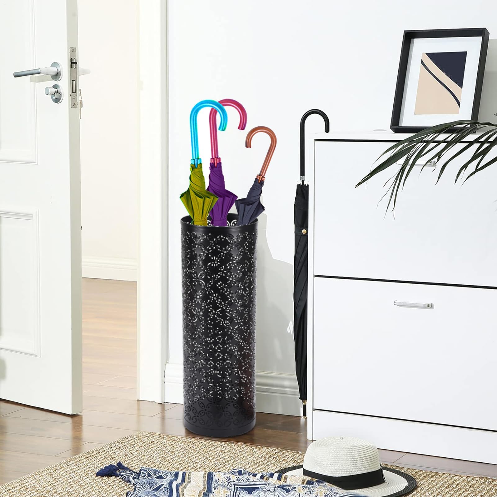 Portaombrelli in metallo, design rotondo, per ingresso, ufficio, appartamento, slish per corridoio, casa o porta Sto Solut