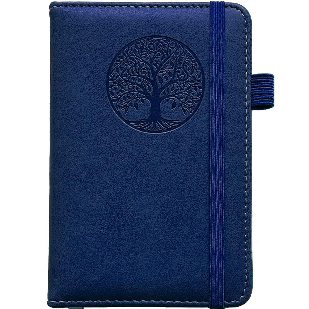 Cuaderno de bolsillo BIYUNRO mini diario de cuero azul rey para notas y apuntes de trabajo