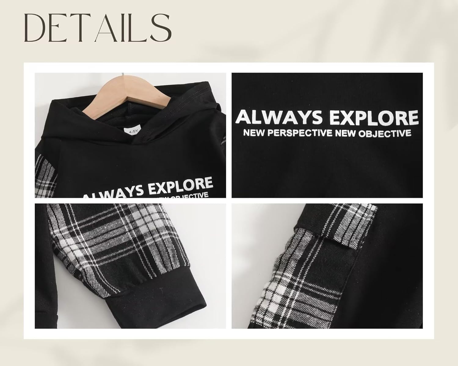 Toddler Baby Boy Clothes Plaid Long Sleeve Hoodie Sweatshirt + Pants 2pcs Boys Outfit Set - Image 5