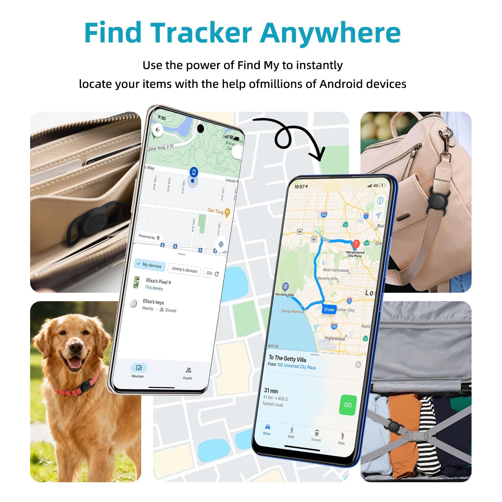Collar de perro GPS Android (paquete de 2), rastreador GPS para perros, rastreador inteligente de actividad de mascotas, sin suscripción GJGAZ3