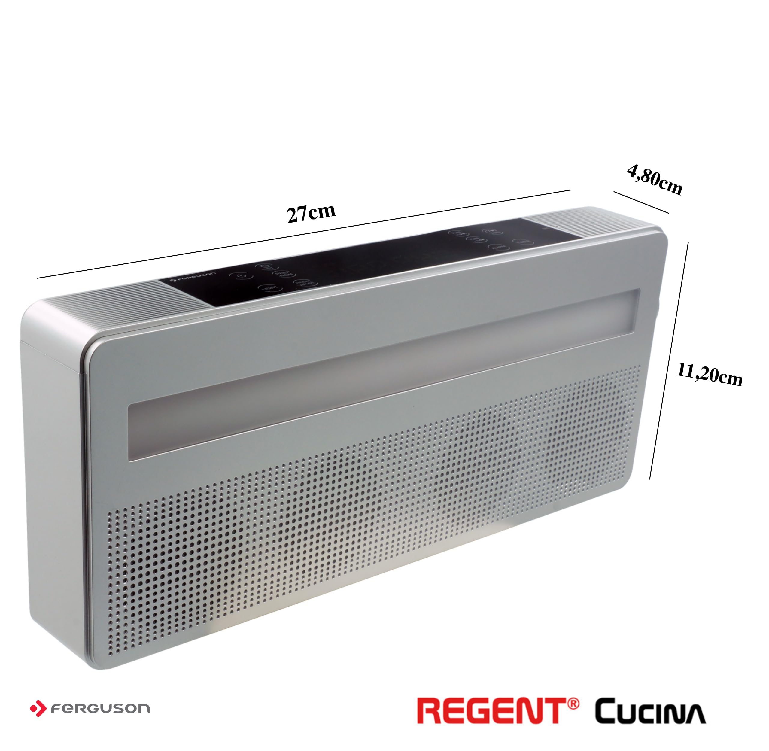 Regent Cucina Unterbau Küchenradio mit FM, Bluetooth, LED-Leiste, Farbdisplay, Küchentimer & 2 Wecker, perfektes Unterbauradio für die Küche, Farbe: Silber
