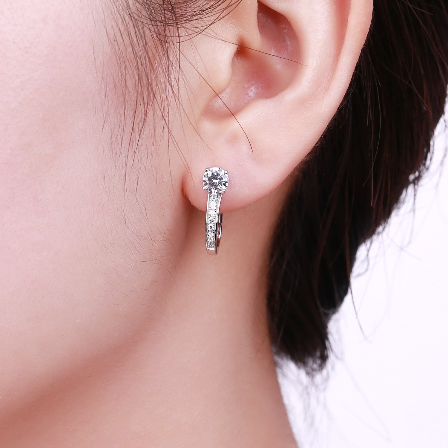 JO WISDOM pendientes aro de plata 925 mujer con circonita cúbica AAA